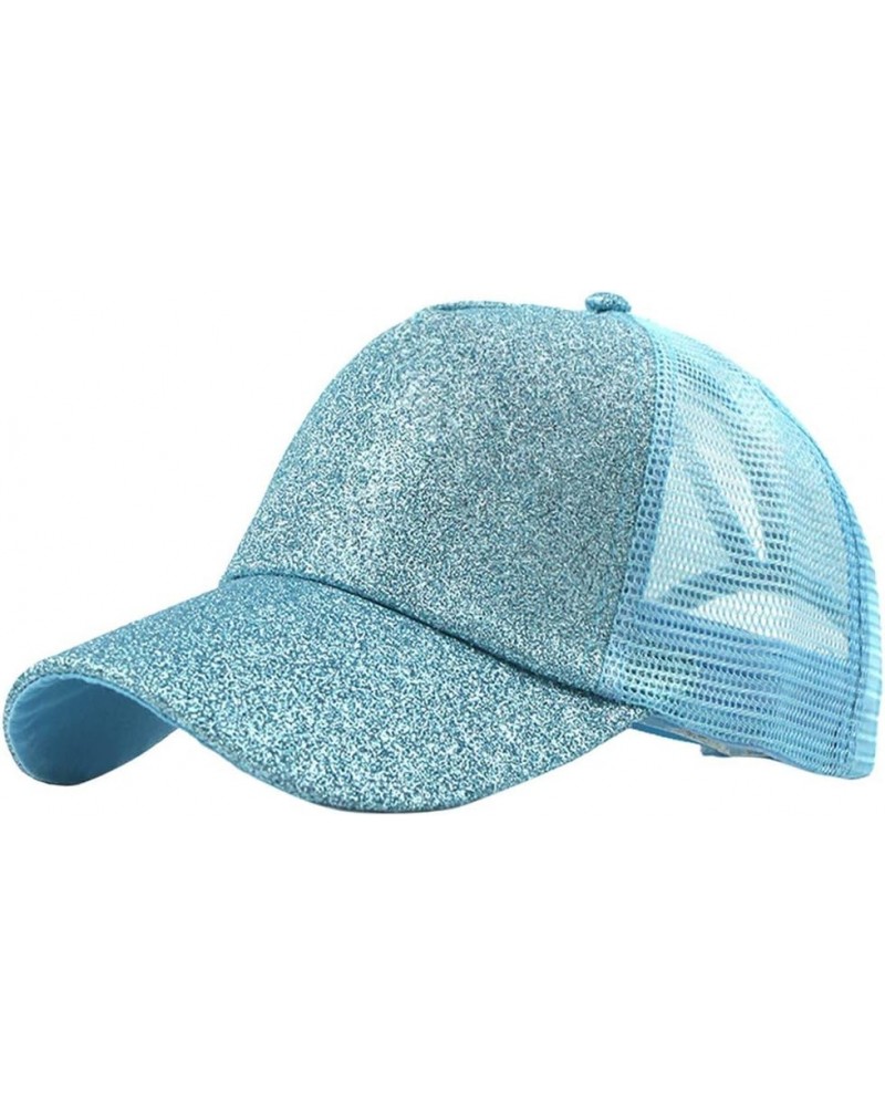 Men Sport Baseball Cap, Athletic Fitted Cap Mesh Adjustable Plain Hat Running Trucker Hat for Women Birthday 1-light Blue $5....