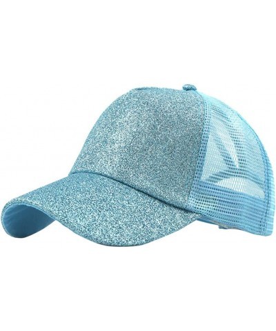 Men Sport Baseball Cap, Athletic Fitted Cap Mesh Adjustable Plain Hat Running Trucker Hat for Women Birthday 1-light Blue $5....