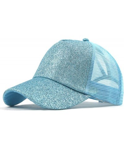 Men Sport Baseball Cap, Athletic Fitted Cap Mesh Adjustable Plain Hat Running Trucker Hat for Women Birthday 1-light Blue $5....