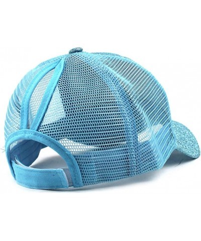 Men Sport Baseball Cap, Athletic Fitted Cap Mesh Adjustable Plain Hat Running Trucker Hat for Women Birthday 1-light Blue $5....