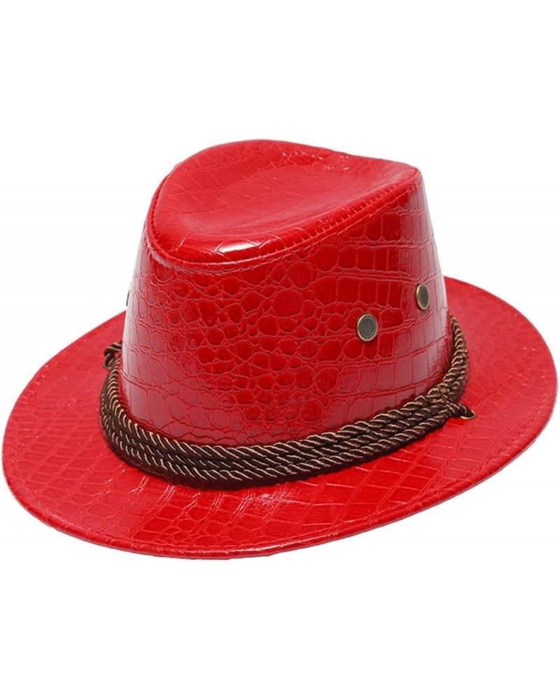 Womens Summer Dress Hat Wide Leaf Flower Bridal Shower Hat Sun Hats Beach Hat Drawstring Hat Red 3 $11.38 Cowboy Hats