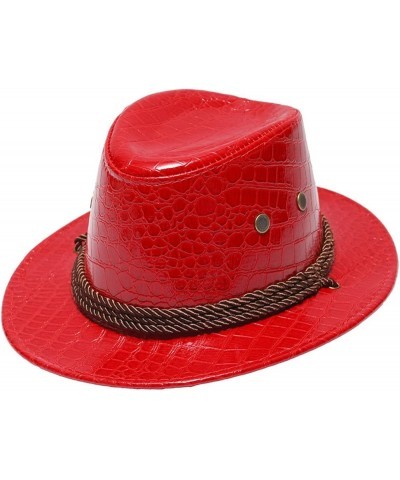 Womens Summer Dress Hat Wide Leaf Flower Bridal Shower Hat Sun Hats Beach Hat Drawstring Hat Red 3 $11.38 Cowboy Hats