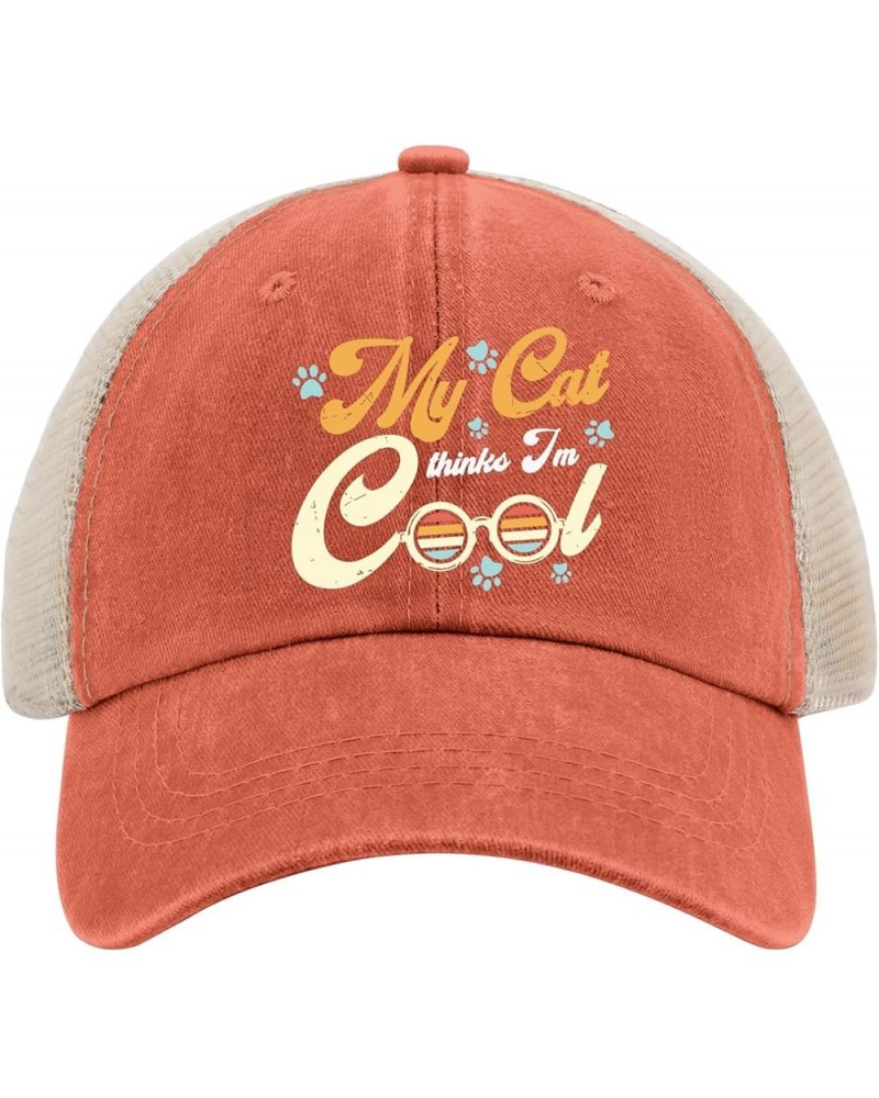 My Cat Thinks I'm Cool Hat Mesh Hat AllBlack Men's Hats Gifts for Her Outdoor Hats Saffron $10.43 Sun Hats