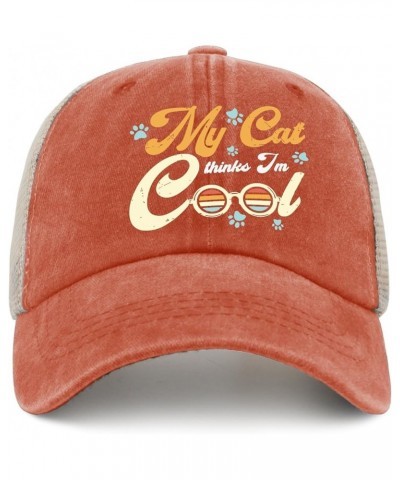 My Cat Thinks I'm Cool Hat Mesh Hat AllBlack Men's Hats Gifts for Her Outdoor Hats Saffron $10.43 Sun Hats