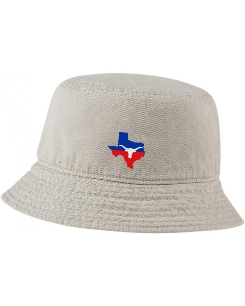 Women Bucket Hats for Men Texas Flag with Longhorn Embroidered Unisex Bucket Hat Outdoor Fishing Hat Beige $12.74 Bucket Hats