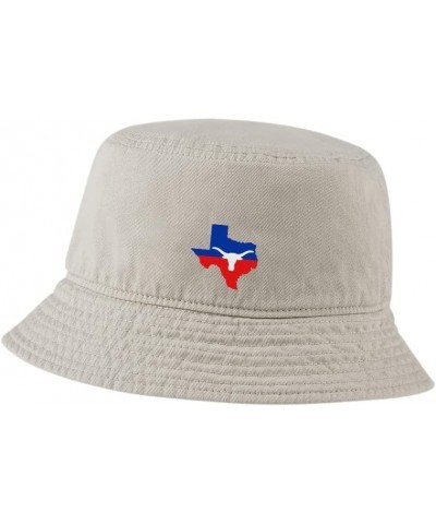 Women Bucket Hats for Men Texas Flag with Longhorn Embroidered Unisex Bucket Hat Outdoor Fishing Hat Beige $12.74 Bucket Hats