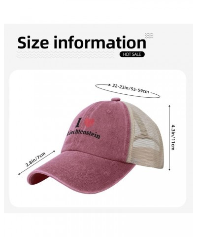 I Love Liechtenstein Baseball Cap Women Men Mesh Back Hats Vintage Cowboy Hat Dad Caps Red $13.48 Cowboy Hats