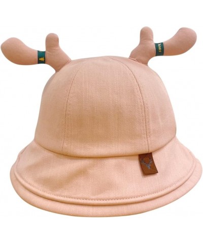 Cute Antlers Sun Hats Cotton Fisherman Hat Wide Brim Bucket Hat Summer Outdoor Breathable Sun Protection Hat Pink2 $11.32 Sun...