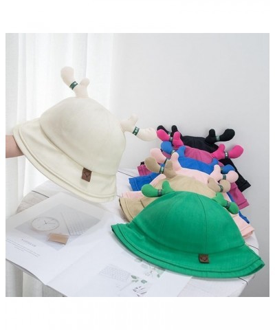 Cute Antlers Sun Hats Cotton Fisherman Hat Wide Brim Bucket Hat Summer Outdoor Breathable Sun Protection Hat Pink2 $11.32 Sun...