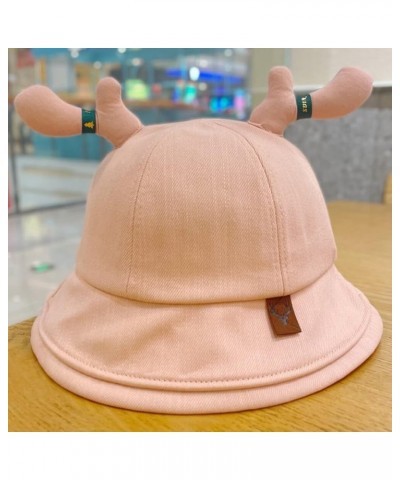 Cute Antlers Sun Hats Cotton Fisherman Hat Wide Brim Bucket Hat Summer Outdoor Breathable Sun Protection Hat Pink2 $11.32 Sun...