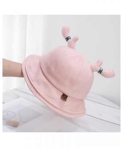 Cute Antlers Sun Hats Cotton Fisherman Hat Wide Brim Bucket Hat Summer Outdoor Breathable Sun Protection Hat Pink2 $11.32 Sun...