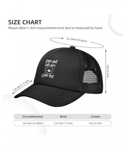 Men Women Baseball Hat Adjustable Jam Out with Your Clam Out Funny Mesh Trucker Cap Original Dad Hat Black $9.99 Baseball Caps