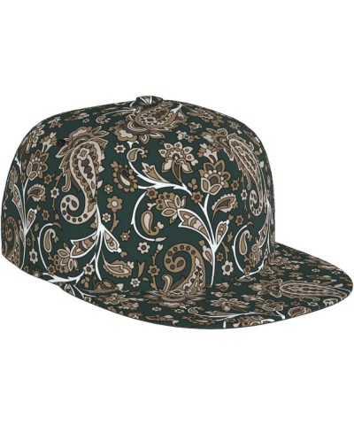 Paisley Baseball Cap, Flat Brim Trucker Hat, Buckle Adjustable Paisley6 $10.00 Baseball Caps