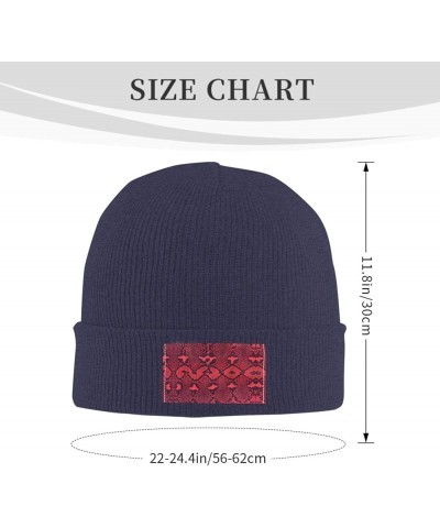 Serpentine Print Beanie Hat Adult Skull Cap Warm Slouchy Knit Skull Cap Headwear Gift for Men Women Navy Blue $12.17 Skullies...