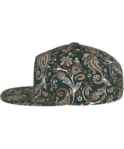 Paisley Baseball Cap, Flat Brim Trucker Hat, Buckle Adjustable Paisley6 $10.00 Baseball Caps