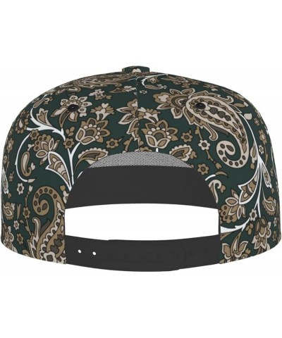 Paisley Baseball Cap, Flat Brim Trucker Hat, Buckle Adjustable Paisley6 $10.00 Baseball Caps