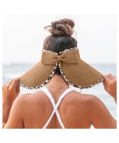 Womens Summer Fashion Casual Beach Holiday Sun Bow Straw Hat Sun Hat Boy Beach Hat Coffee-c $8.60 Sun Hats