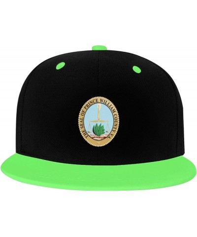 Seal of Prince William County, Virginia Snapback Hat for Men Women Baseball Cap Trucker Flat Bill Hats Dad Caps Green $12.12 ...