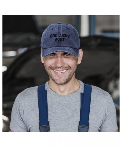 Custom Soft Washed Baseball Cap 1 Lucky Aunt Blessed Family C Aunt Cotton Navy Design Only $12.00 Baseball Caps