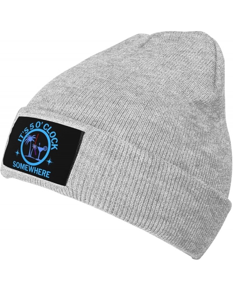 Its 5 O' Clock Somewhere Beanie Men Women Warm Knit Hat Funny Fashion Winter Cap Gray $11.87 Skullies & Beanies