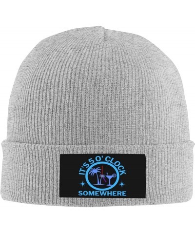 Its 5 O' Clock Somewhere Beanie Men Women Warm Knit Hat Funny Fashion Winter Cap Gray $11.87 Skullies & Beanies