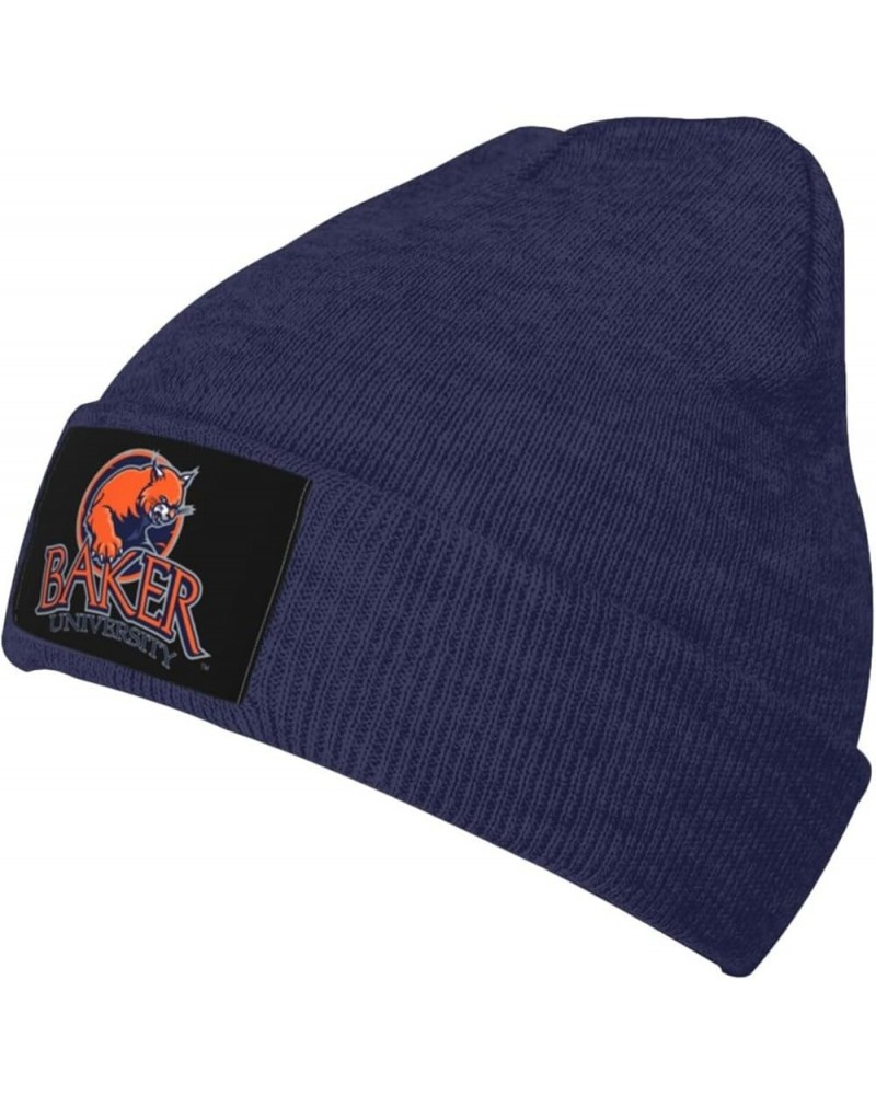 Baker University Logo Stretch Knit Hat for Men Women Winter Warm Cap Navy Blue $8.05 Skullies & Beanies