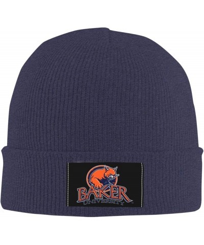 Baker University Logo Stretch Knit Hat for Men Women Winter Warm Cap Navy Blue $8.05 Skullies & Beanies