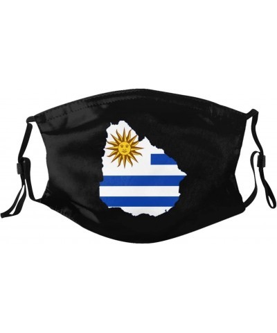 Uruguay Flag Map Face Mask Adjustable Breathable Balaclava with Filter Black $9.18 Balaclavas