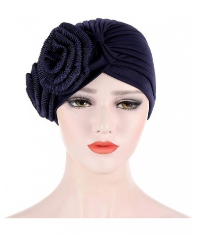 Flower Muslim Turban for Women Fashion Headwrap Hair Loss Chemo Cap Solid Color Sleeping Beanie Hat A-black $6.70 Skullies & ...