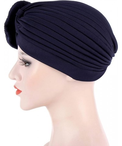 Flower Muslim Turban for Women Fashion Headwrap Hair Loss Chemo Cap Solid Color Sleeping Beanie Hat A-black $6.70 Skullies & ...