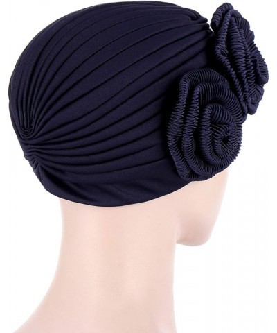 Flower Muslim Turban for Women Fashion Headwrap Hair Loss Chemo Cap Solid Color Sleeping Beanie Hat A-black $6.70 Skullies & ...