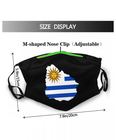 Uruguay Flag Map Face Mask Adjustable Breathable Balaclava with Filter Black $9.18 Balaclavas