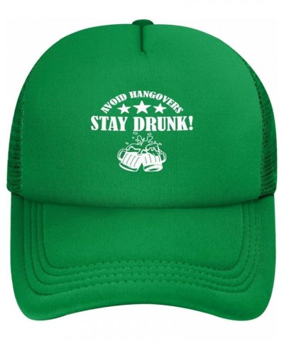 Avoid Hangovers Stay Drunk. Adjustable Trucker Hat Vintage Baseball Cap for Men Women Green $13.33 Baseball Caps