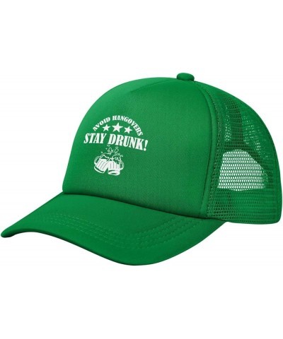 Avoid Hangovers Stay Drunk. Adjustable Trucker Hat Vintage Baseball Cap for Men Women Green $13.33 Baseball Caps