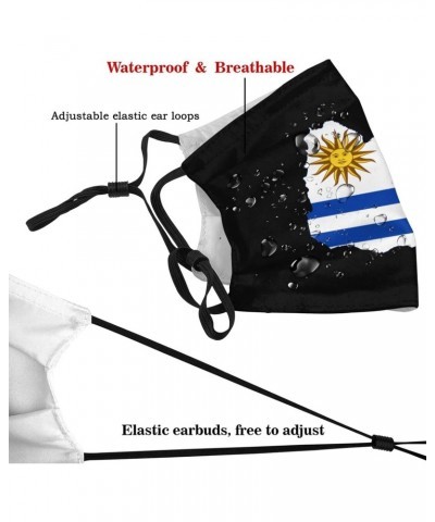 Uruguay Flag Map Face Mask Adjustable Breathable Balaclava with Filter Black $9.18 Balaclavas