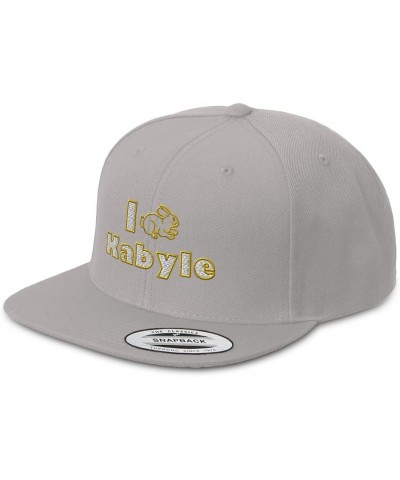 Snapback Hats for Men and Women I Rabbit Kabyle A Acrylic Flat Bill Baseball Silver Design Only $17.00 Baseball Caps