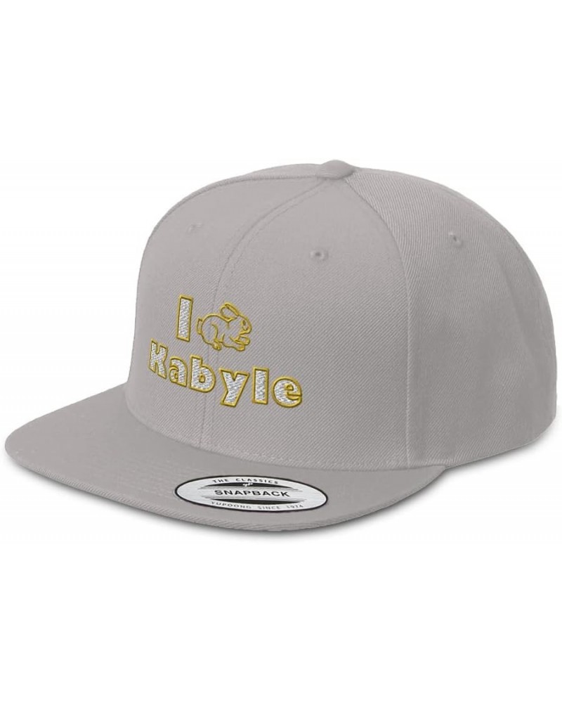 Snapback Hats for Men and Women I Rabbit Kabyle A Acrylic Flat Bill Baseball Silver Design Only $17.00 Baseball Caps