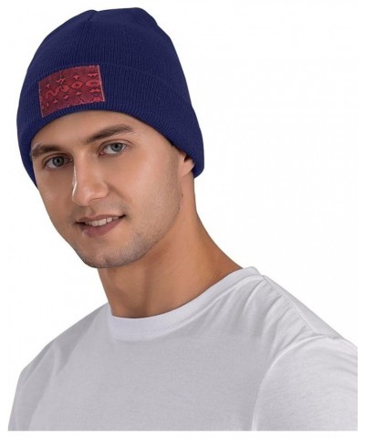 Serpentine Print Beanie Hat Adult Skull Cap Warm Slouchy Knit Skull Cap Headwear Gift for Men Women Navy Blue $12.17 Skullies...