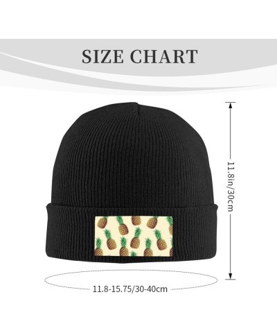 Pineapples Print Knitted Hat Gift Unisex Winter Warm Hat, Outdoor Or Daily Wear,Adults & Kids Hat Black $12.20 Skullies & Bea...