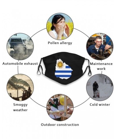 Uruguay Flag Map Face Mask Adjustable Breathable Balaclava with Filter Black $9.18 Balaclavas