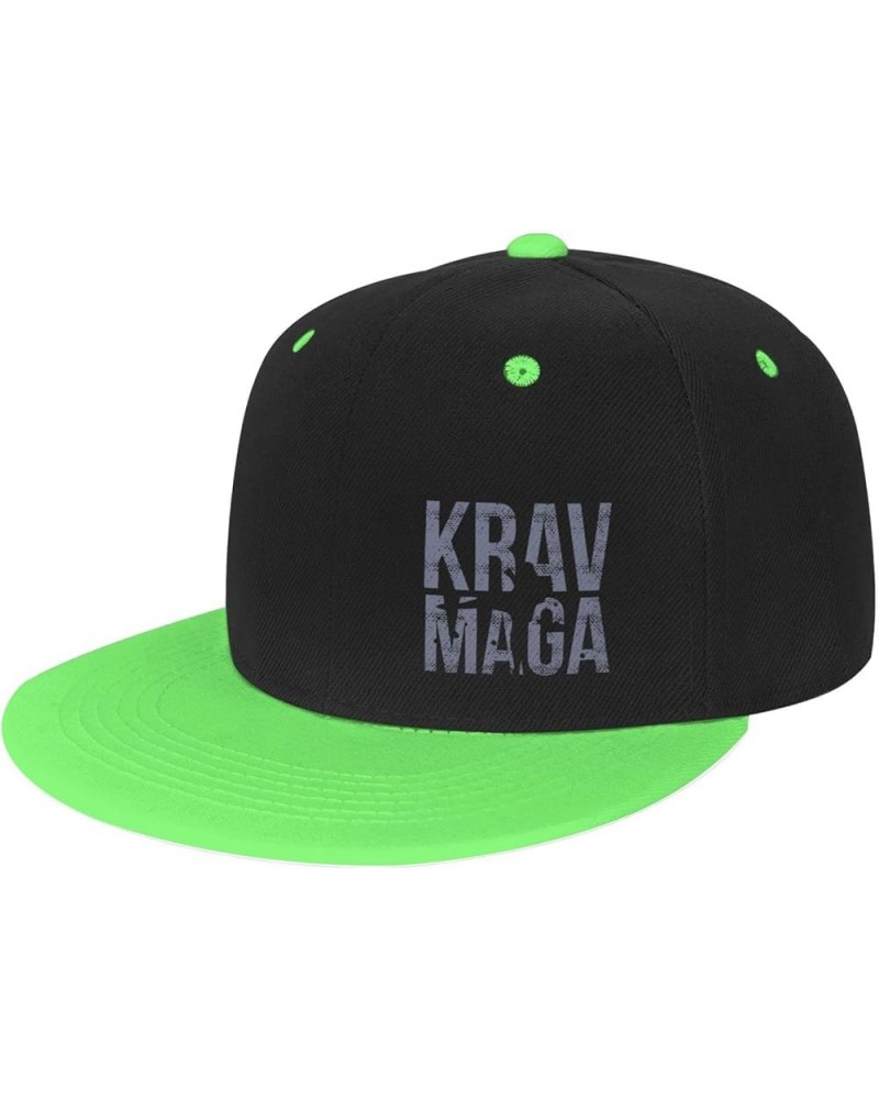 Krav MAGA Adult Flat Brim Contrast Hip Hop Hat Flat Brim Baseball Adjustable Snapback Trucker Cap Green $8.66 Baseball Caps