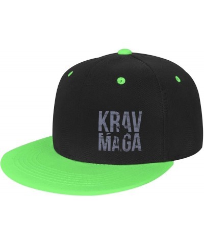 Krav MAGA Adult Flat Brim Contrast Hip Hop Hat Flat Brim Baseball Adjustable Snapback Trucker Cap Green $8.66 Baseball Caps