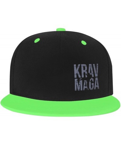 Krav MAGA Adult Flat Brim Contrast Hip Hop Hat Flat Brim Baseball Adjustable Snapback Trucker Cap Green $8.66 Baseball Caps