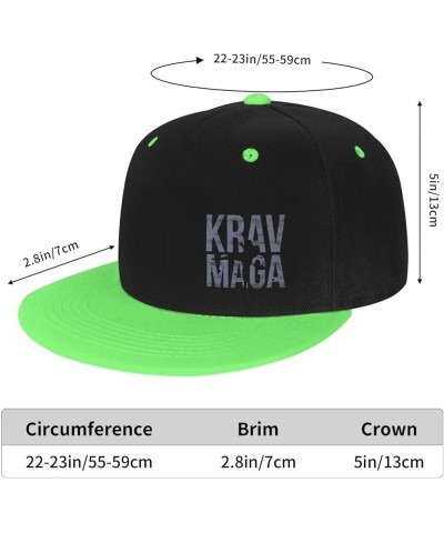 Krav MAGA Adult Flat Brim Contrast Hip Hop Hat Flat Brim Baseball Adjustable Snapback Trucker Cap Green $8.66 Baseball Caps