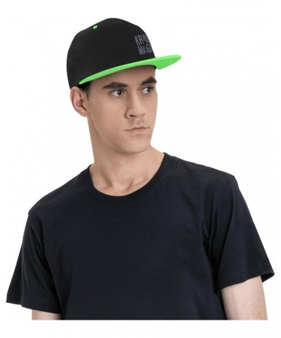 Krav MAGA Adult Flat Brim Contrast Hip Hop Hat Flat Brim Baseball Adjustable Snapback Trucker Cap Green $8.66 Baseball Caps