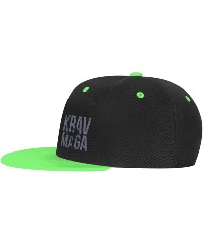 Krav MAGA Adult Flat Brim Contrast Hip Hop Hat Flat Brim Baseball Adjustable Snapback Trucker Cap Green $8.66 Baseball Caps