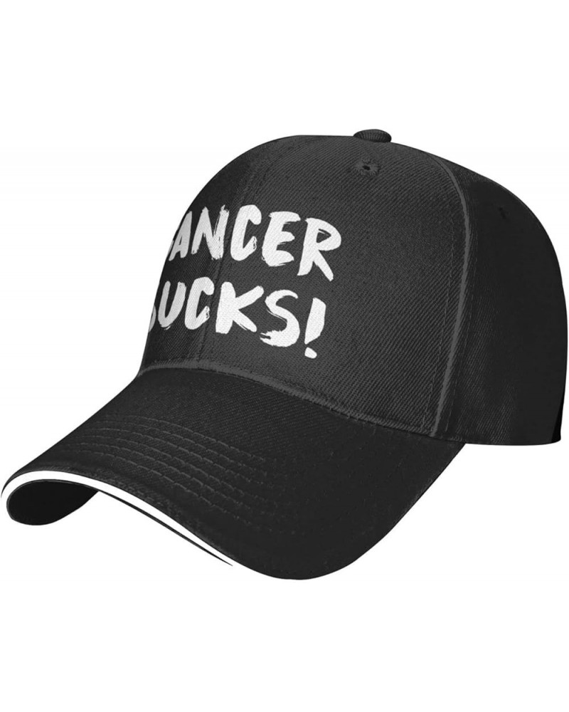 Cancer Sucks Adjustable Sandwich Peaked Cap Outdoor Sports Baseball Cap Trucker Cap Mesh Cap Black $11.77 Baseball Caps