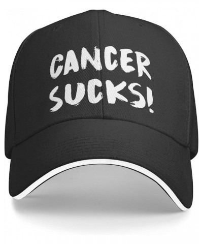 Cancer Sucks Adjustable Sandwich Peaked Cap Outdoor Sports Baseball Cap Trucker Cap Mesh Cap Black $11.77 Baseball Caps