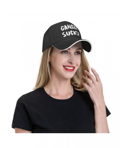 Cancer Sucks Adjustable Sandwich Peaked Cap Outdoor Sports Baseball Cap Trucker Cap Mesh Cap Black $11.77 Baseball Caps