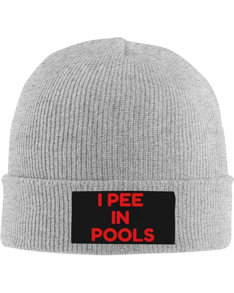 Funny I Pee in Pools, I Pee in Public Pools Beanie Hat Men Knit Hat Women Slouchy Skull Cap Knitted Hat Black Gray $11.31 Sku...